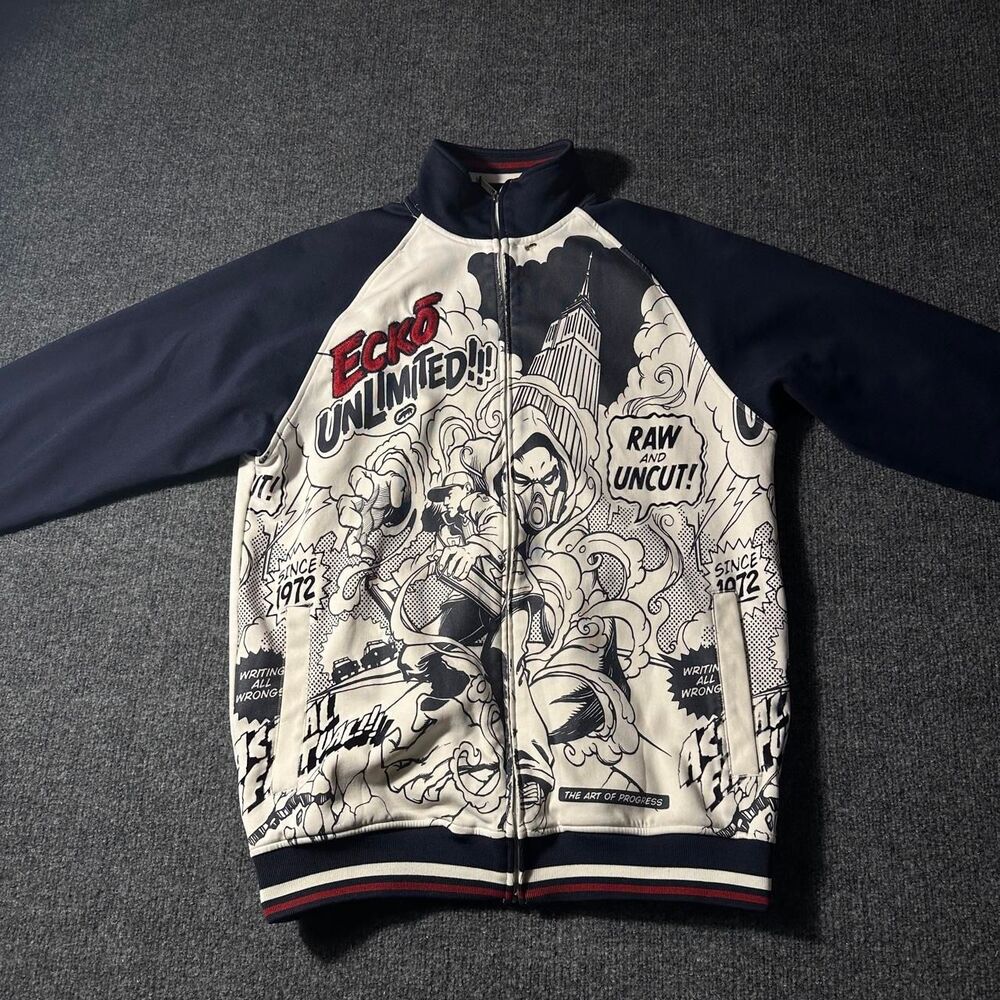 Vintage Y2K Ecko Untld. “Raw and Uncut” Full Zip Up Track Jacket GRAIL